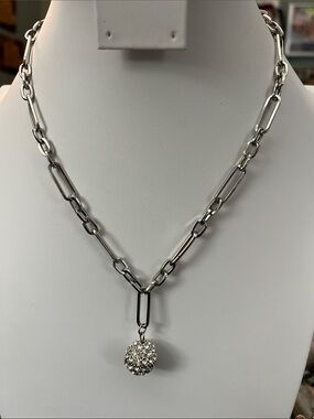 Paparazzi Silver Chain Necklace with Sparkling Pendant - Women Jewelry